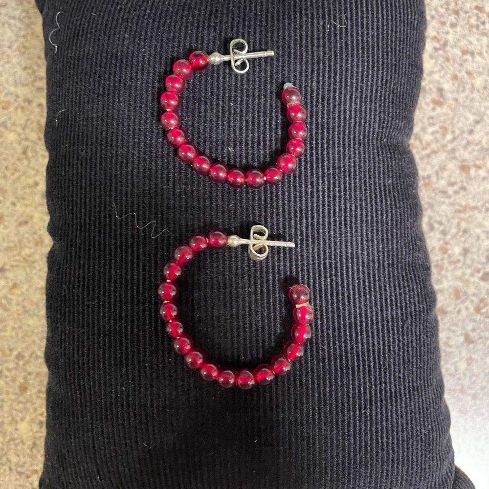 Ruby hoop earrings